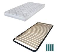 Matelas mousse + Sommier métal démonté 90x190 Melissa - Hauteur 13 cm - Soutien ferme