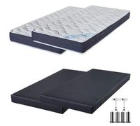 Matelas mousse + Sommier SR9 Deco 2x90x200 Melior - H. 20 cm - Soutien ferme