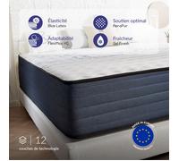 NATURALEX - Matelas PerfectDream 140x200 - Épais 32 cm - Soutien Mousse à mémoire de Forme - Accueil Blue Latex - Confort Ferme - Respirant - 7 Zones - Réversible - Très Durable - Fabriqué en Europe