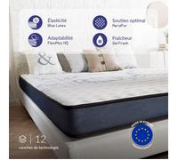 NATURALEX - Matelas PerfectDream 90x190 cm - Soutien Mousse à mémoire de Forme - Accueil Blue Latex - Confort Mi-Ferme - Respirant - 7 Zones - Réversible Face été/Hiver - Fabriqué en Europe