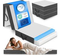 Matelas pliant ELONEO 75x200 cm, 15 cm avec mousse viscoélastique, lit d'appoint ou de voyage pour enfants/adultes