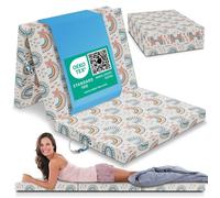 Matelas pliant ELONEO 90 × 200 cm, épaisseur 8 cm, lit d’appoint ou de voyage, housse amovible et lavable, motif arc-en-ciel