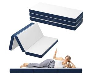 Matelas Pliant Triple,140x195x10cm,10cm Mousse épaisse, Housse Amovible et Lavable en Machine, Poignée de Transport pour faciliter Le Transport