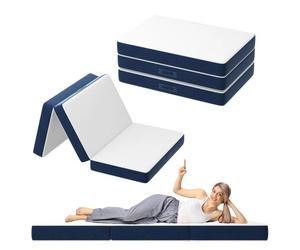 Matelas Pliant Triple,90x200x10cm,10cm Mousse épaisse, Housse Amovible et Lavable en Machine, Poignée de Transport pour faciliter Le Transport