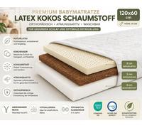 Matelas premium pour bébé, 120x60 cm, en latex et fibres de coco – Orthopédique, respirant, avec housse lavable, 10 cm d'épaisseur, en latex naturel