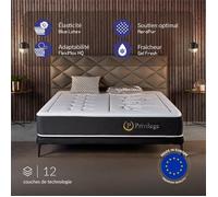 Matelas Privilège 180x200 - Épais 26cm - Mousse HR - Blue Latex - Mémoire de forme, Réversible - 7 zones - Équilibré - Grand confort