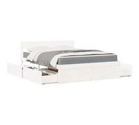 vidaXL Lit avec tiroirs et matelas blanc 160x200 cm bois massif de pin
