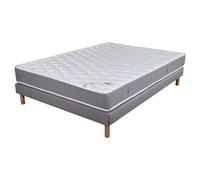 Matelas ressort + Sommier Gris clair 160x200 Ryad - Hauteur 20 cm - Soutien très ferme