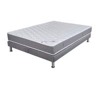 Matelas ressort + Sommier Gris clair 2x90x190 Ryad - Hauteur 20 cm - Soutien très ferme
