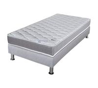 Matelas ressort + Sommier Gris clair 90x190 Ryad - Hauteur 20 cm - Soutien très ferme