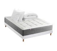 Matelas ressorts MAX, 7 zones, sommier rigide, pack couette oreiller - 160 x 200 cm, Sommier - Blanc