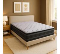 Matelas - SAMPUR - 140x190 cm - Double surmatelas - Accueil mémoire de forme - Ressorts ensachés