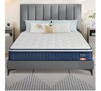 Matelas simple VASAGLE 90 x 190 cm, épaisseur 20 cm, hybride ressorts ensachés & mousse à mémoire de forme refroidissante, bleu