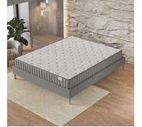 NOVEMBER- Ensemble Matelas + sommier (140 x 190cm)- Matelas Orionis Mousse Mémoire de Forme & Mousse Haute Densité d’épaisseur 22cm + Sommier Bois Stable & Robuste revêtement Tissu Gris
