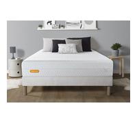 Matelas + sommier 140x190 Memo Bio Mousse a memoire de forme 5 zones de confort Maxi epaisseur Dehoussable