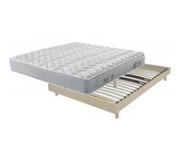 Matelas + sommier 160x200 Mousse - Decokit - Soutien medium - Sommier démonté - Chêne