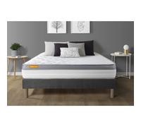 Matelas + sommier gris 140x190 Memo Zen Mousse a memoire de forme 5 zones de confort MAXI epaisseur