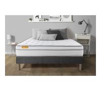 Matelas + sommier gris 160x200 Memo Luxe Ressorts ensaches + memoire de forme 5 zones de confort MAXI epaisseur