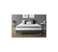 Matelas + sommier gris 160x200 Memo Zen Mousse à mémoire de forme 5 zones de confort MAXI épaisseur