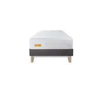 Matelas + sommier gris 90x190 Memo Bio Mousse à mémoire de forme 5 zones de confort Maxi épaisseur Déhoussable