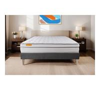 Matelas + sommier gris 90x190 Memo Luxe Ressorts ensaches + memoire de forme 5 zones de confort MAXI epaisseur