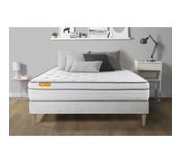 Matelas + sommier kit blanc 140x200 Memo Luxe Ressorts ensaches + memoire de forme MAXI epaisseur