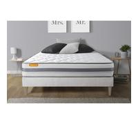 Matelas + sommier kit blanc 140x200 Memo Spring Ressorts ensaches MAXI epaisseur