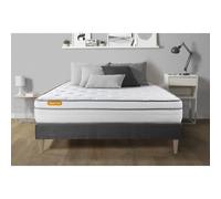 Matelas + sommier kit gris 140x190 Memo Luxe Ressorts ensaches + memoire de forme MAXI epaisseur