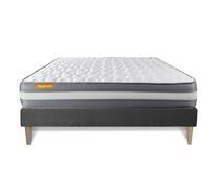 Matelas + sommier kit gris 140x190 Memo Plus Memoire de forme