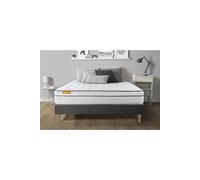 Matelas + sommier kit gris 140x200 Memo Luxe Ressorts ensachés + mémoire de forme MAXI épaisseur