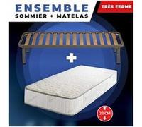 Matelas + sommier + pieds + oreiller mémoire offerts 100x200 mousse poli lattex indéformable - 23 cm - ferme G
