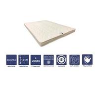 Matelas souple avec latex naturel pour canapé lit 140x190 x 15 cm - 5 zones de confort - noyau poli lattex hr dernière génération - très respirant G
