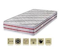 Matelas tissu bambou naturel 140x190 x 24 cm + protège matelas + oreiller visco - très ferme - ame poli lattex haute densité - hypoallergénique G