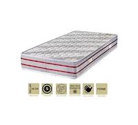 Matelas tissu bambou naturel 140x200 x 24 cm + oreiller visco - confort ferme - ame poli lattex haute densité - hypoallergénique