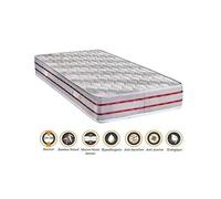 Matelas tissu bambou naturel + protège matelas 90x200 x 24 cm - très ferme - ame poli lattex haute densité - hypoallergénique
