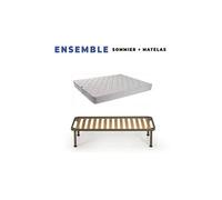 Matelas Tissu Ignifuge 90x190 + Sommier Démonté + Pieds + 2 Protèges Matelas Offerts - Hauteur 20 cm - Confort Très Ferme - Mousse Extrêmement