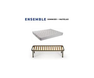 Matelas Tissu Ignifuge 90x190 + Sommier Démonté + Pieds + 2 Protèges Matelas Offerts - Hauteur 20 cm - Confort Très Ferme - Mousse Extrêmement