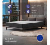Matelas Titanium 140x190 cm - Épais 26 cm - Mousse mémoire de forme HR, Blue Latex, Hypoallergénique - Face été/hiver