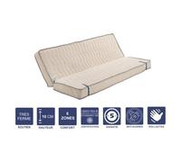 Matelas Très Ferme Pour Clic Clac 140x190 x 10 cm - Dim Assise 70 cm - Déhoussable Housse Lavable - 5 zones de Confort - Ame Poli Lattex Haute Résilience - Hypoallergénique
