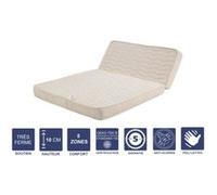 Matelas Très Ferme Pour tous BZ + Alèse 120x190 x 10 cm + Oreiller Visco - Découpe Assise 60 cm - 5 zones de Confort - Noyau Poli Lattex HR Dernière Génération - Très Respirant G