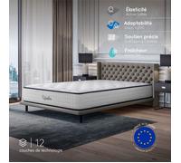 Matelas UPSILON 160x200 cm-Hybride-30 CM-Ressorts Ensachés-Mémoire de Forme-Mousse HR 35 kg-Blue Latex-Confort mi-ferme-Réversible
