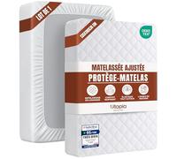Matelasse Protege Matelas 135x190 cm Alese Couverture Rembourre sur Matelas | Housse de matelas matelassée avec élastique tout autour, qualité hôtelière, fibres vierges, Oeko-Tex, Utopia Bedding