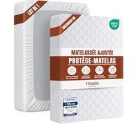 Matelasse Protege Matelas 150x200 cm Alese Couverture Rembourre sur Matelas | Housse de matelas matelassée avec élastique tout autour, qualité hôtelière, fibres vierges, Oeko-Tex, Utopia Bedding