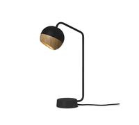 Mater Lampe de table Ray noir. détail en chêne sur l'écran