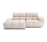 Best mobilier Canapé d'angle gauche Matera 4 places avec têtières réglables en tissu texturé Beige