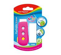 Matériau scolaire - Gomme effaçable - Couleur bleue - Design ergonomique - Coque en plastique avec 3 positions - Caoutchouc de rechange - Matériel de bureau et papeterie - Keyroad