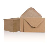 MATICAN Lot de 100 mini enveloppes kraft marron - 10,2 x 7 cm - Idéales pour les cartes cadeaux, mariages, affaires, anniversaires