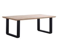 MATIKA - Table repas extensible bois clair et acier L 220 Noir