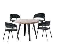 MATIKA - Table repas extensible et 4 chaises anthracite Anthracite