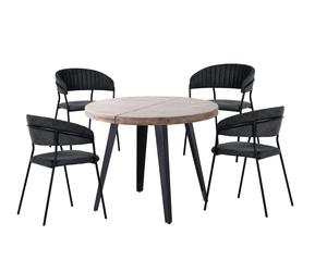MATIKA - Table repas extensible et 4 chaises anthracite Anthracite